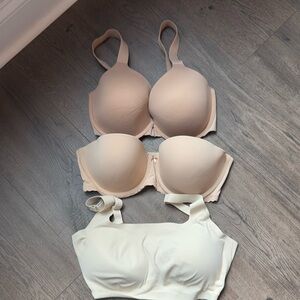3 Bras Beige Nude 36D Bras Spanx Skims Aerie EUC